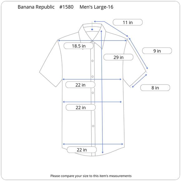 Banana Republic Short Sleeve Button-Up Shirts Men's Large 16 Lot of 2 Check Blue - Picture 15 of 15